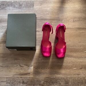 Dream Pairs Women’s Satin Platform High Chunky Heels